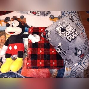 SOLD Mickey mouse blanket, pillow and stuff animal set